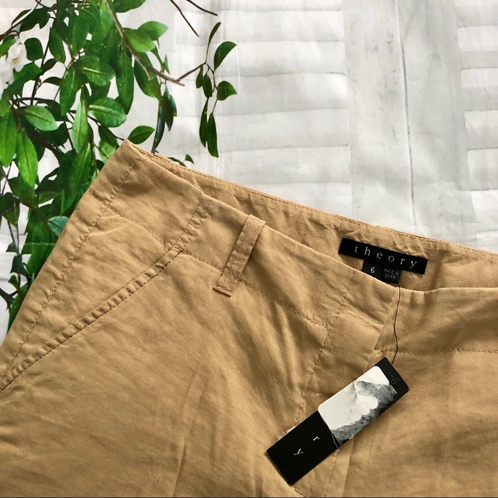 NWT Theory Marcus Tan/Toast Linen Pants Size 6